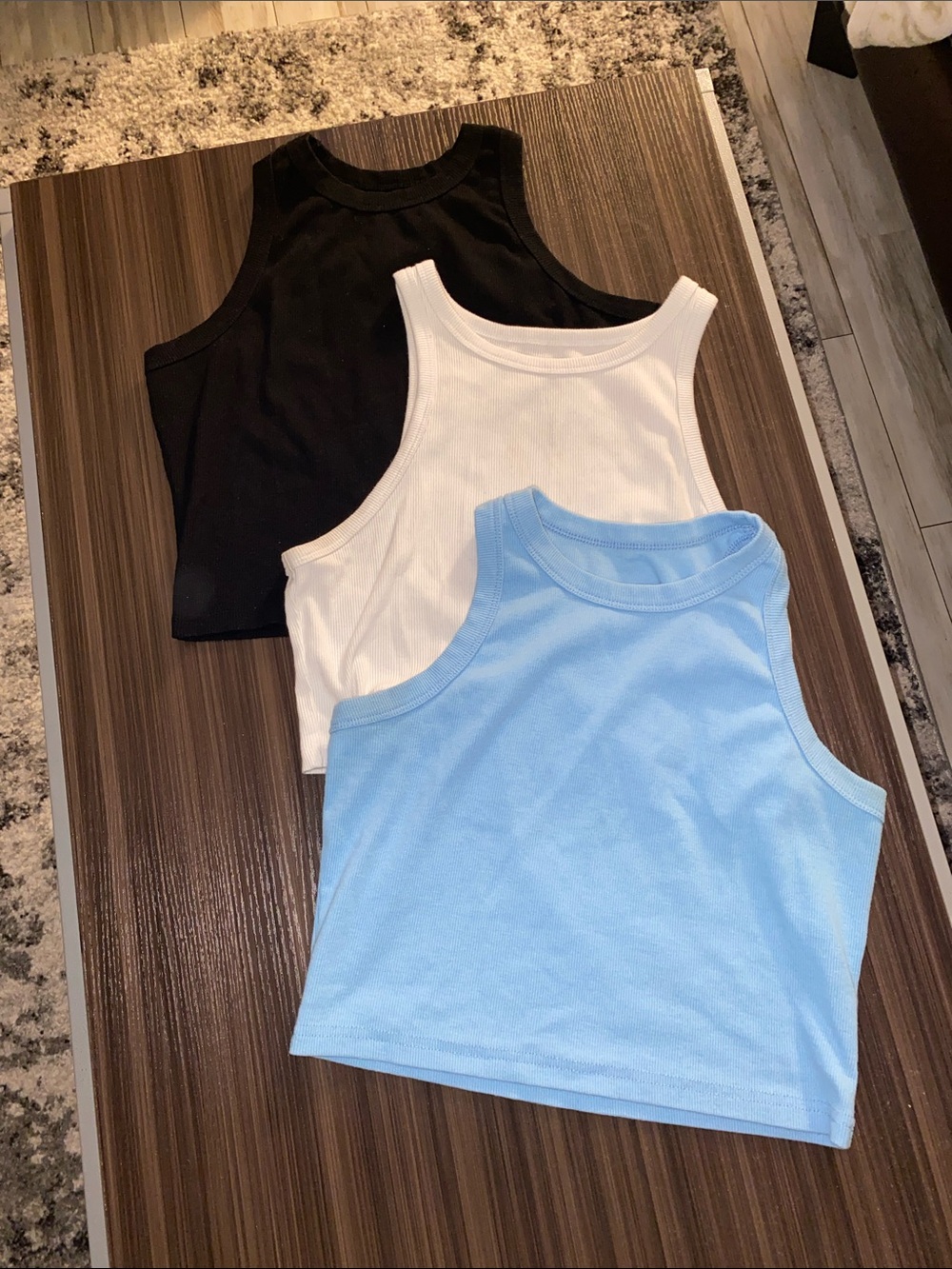‼️LISTED UNTIL JUNE 5th‼️ Ribbed Tank Top Set - Black, White & Light Blue